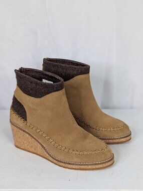 Pendleton Arago Suede Leather Cork Wedge Ankle Booties Boots